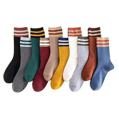 Women’s Crew Simple Striped Ten Colors Chaussettes