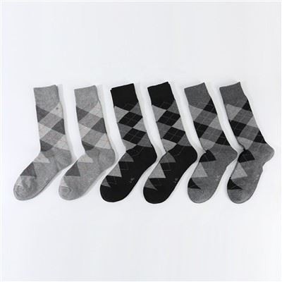 Chaussettes décontractées en coton à motifs losanges Argyle pour hommes