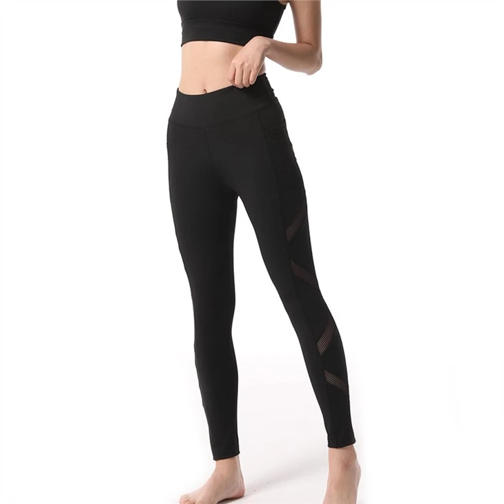 Women's Mesh Yoga Leggings With Side Pockets